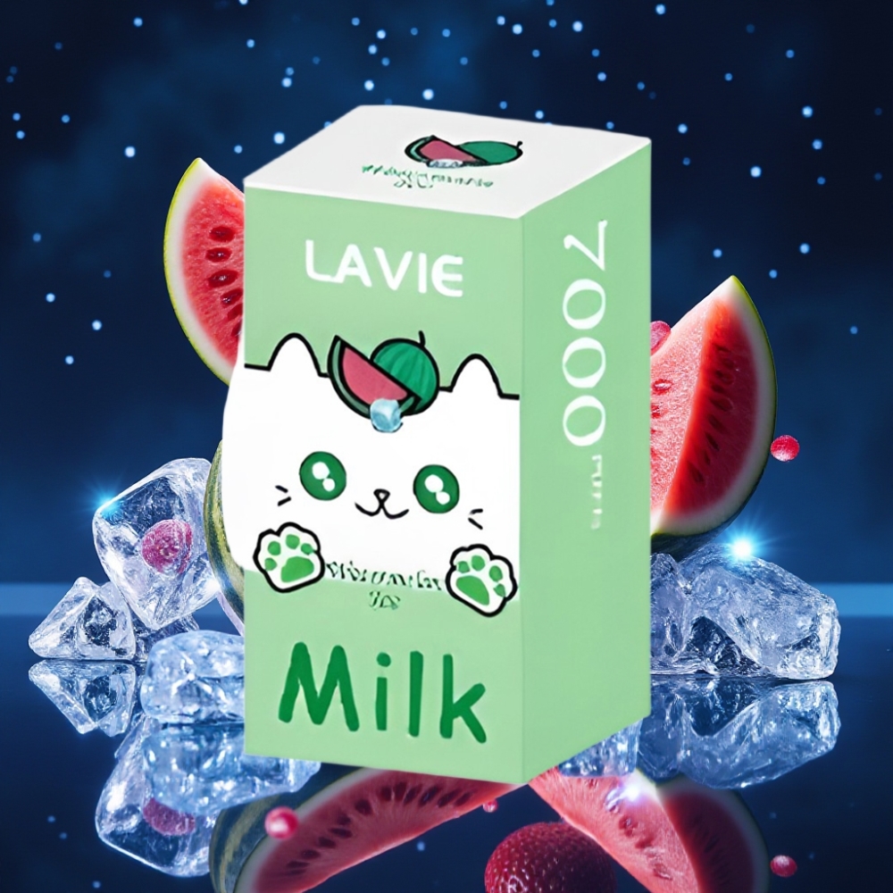 LAVIE Milk 7000 Puffs Ühekordne Vape Arbujää (Watermelon Ice) – 16ML, 600mAh, Type-C Laadimine, 0%, 2%, 5% Nikotiini