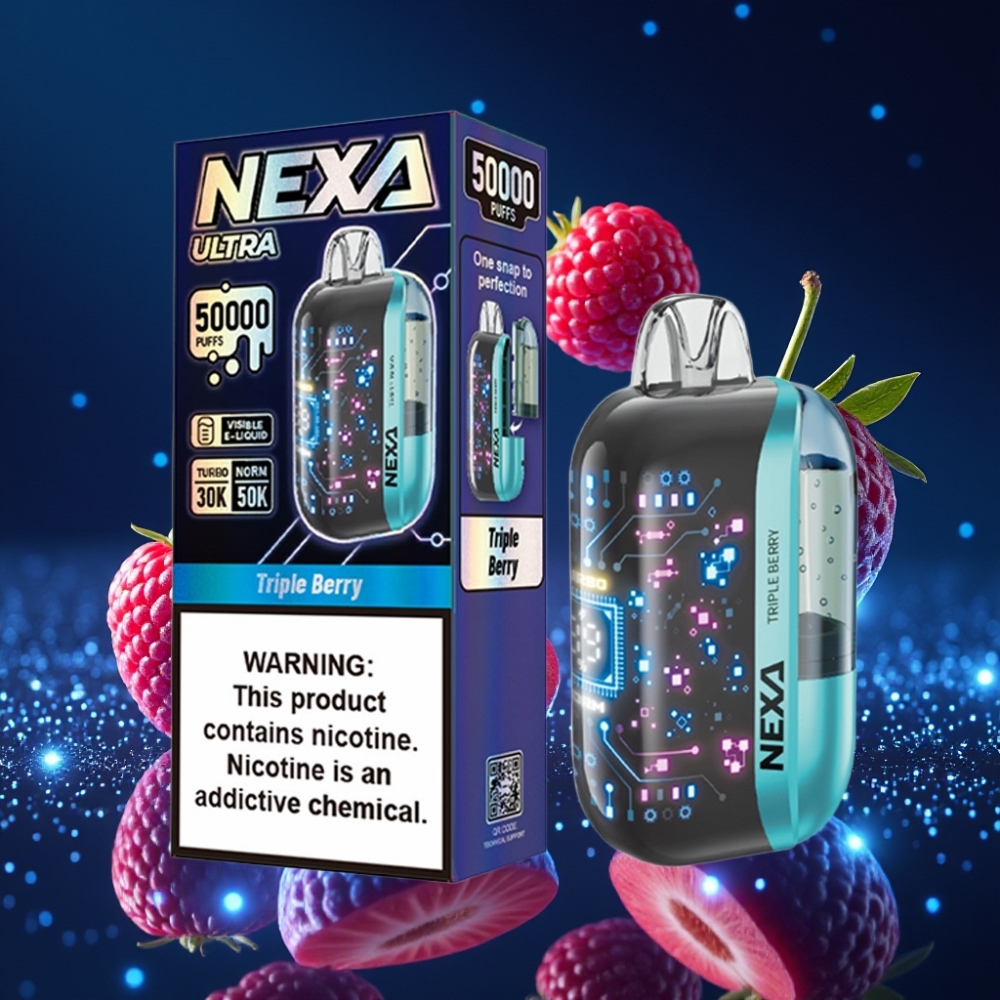 NEXA Ultra 50K Kolme-marja Auruks 20ml 5% Nikotiini 0.9ohm Dual Mesh Ekraaniga Type-C Laadimisega