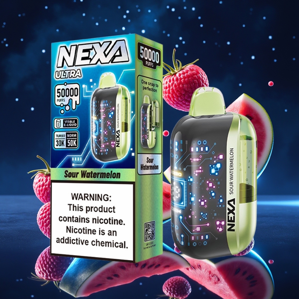NEXA Ultra 50K Ühekordne Vape Hapukarp 20ml 800mAh 5% Nikotiini 0.9ohm Dual Mesh 3D Ekraan Type-C