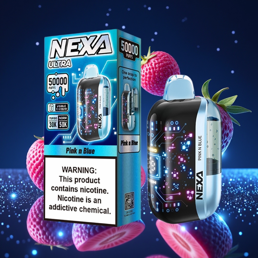 NEXA Ultra 50K Ühekordne Vape Roosa ja Sinine 20ml 5% Nikotiini 50000 Tõmmet 3D Kõver Ekraan