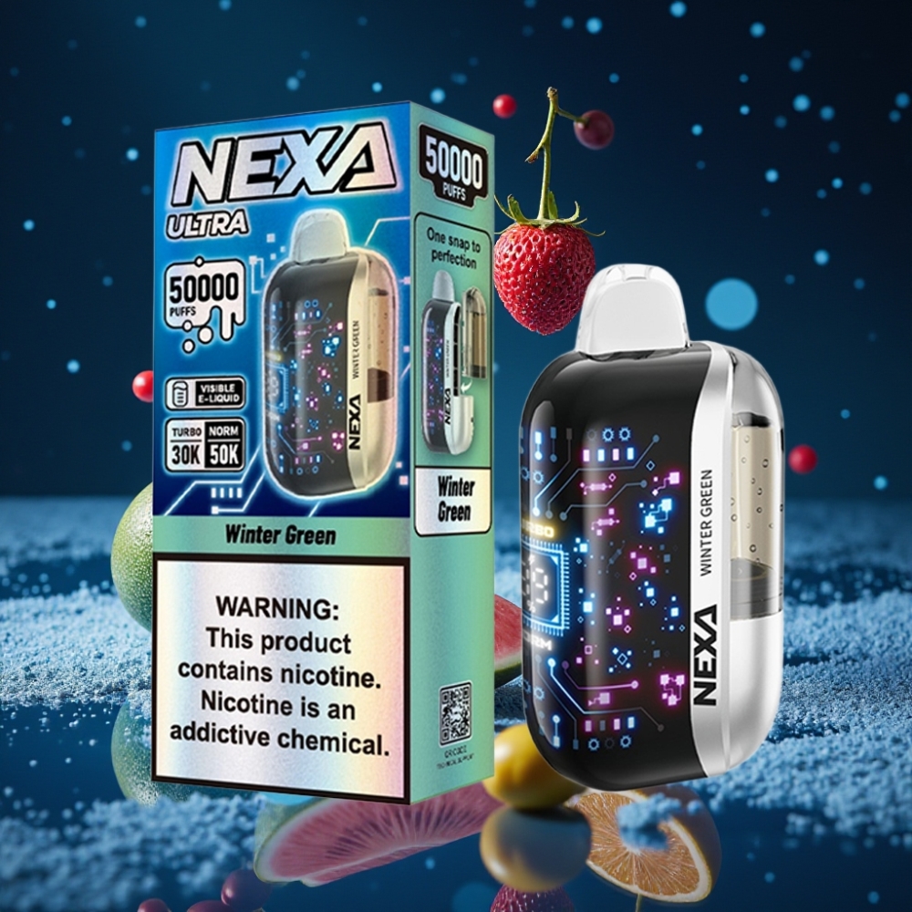 NEXA Ultra 50K Ühekordne Vape Taline Roheline 20ml 800mAh 5% Nikotiini 0.9ohm Dual Mesh Kuvar Type-C Laadimine