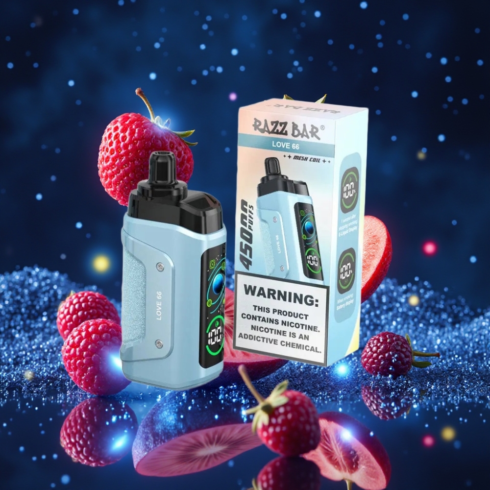 Razz Bar 45000 Lööki Disposabel Vape Armastus 66 – 1.0 Ohm Mesh Coil, Reguleeritav Õhuvool, 650 Mah Akuga, Type-C Laadimisega, 20 mg/ml Nikotiinitugevus