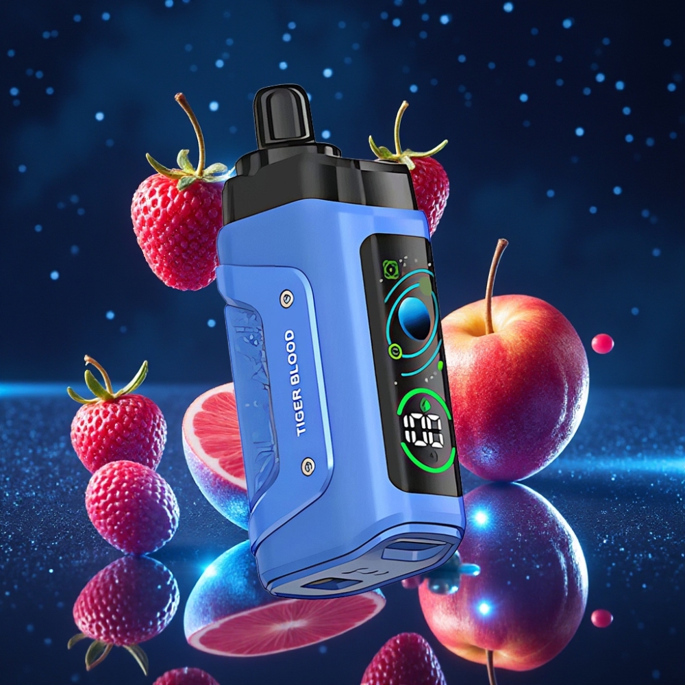Razz Bar 45000 Põhku Ühekordne Vape Tiigri Veri ja Vaarika Maitse, 1.0 Ohm Mesh Coil, Reguleeritav Õhuvool, 650 Mah Akut, Type-C Laadimine, 20 mg/ml Nikotiinitugevus