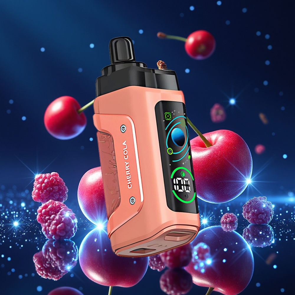 Razz Bar 45000 Põnge Ühekordne Vape Kirsi-Koola 1.0 Ohm Mesh Coil, Reguleeritav Õhuvool, 650 Mah Akut, Type-C Laadimine, 20 mg/ml Nikotiin