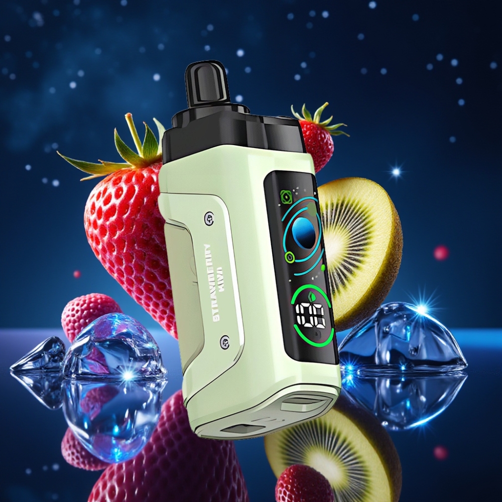 Razz Bar 45000 Puhu Ühekordne Vape Maasika-Kiivi, 1.0 Ohm Mesh Coil, Reguleeritav Õhuvool, 650 Mah Akuga, Type-C Laadimisega, 20 mg/ml Nikotiinitugevus