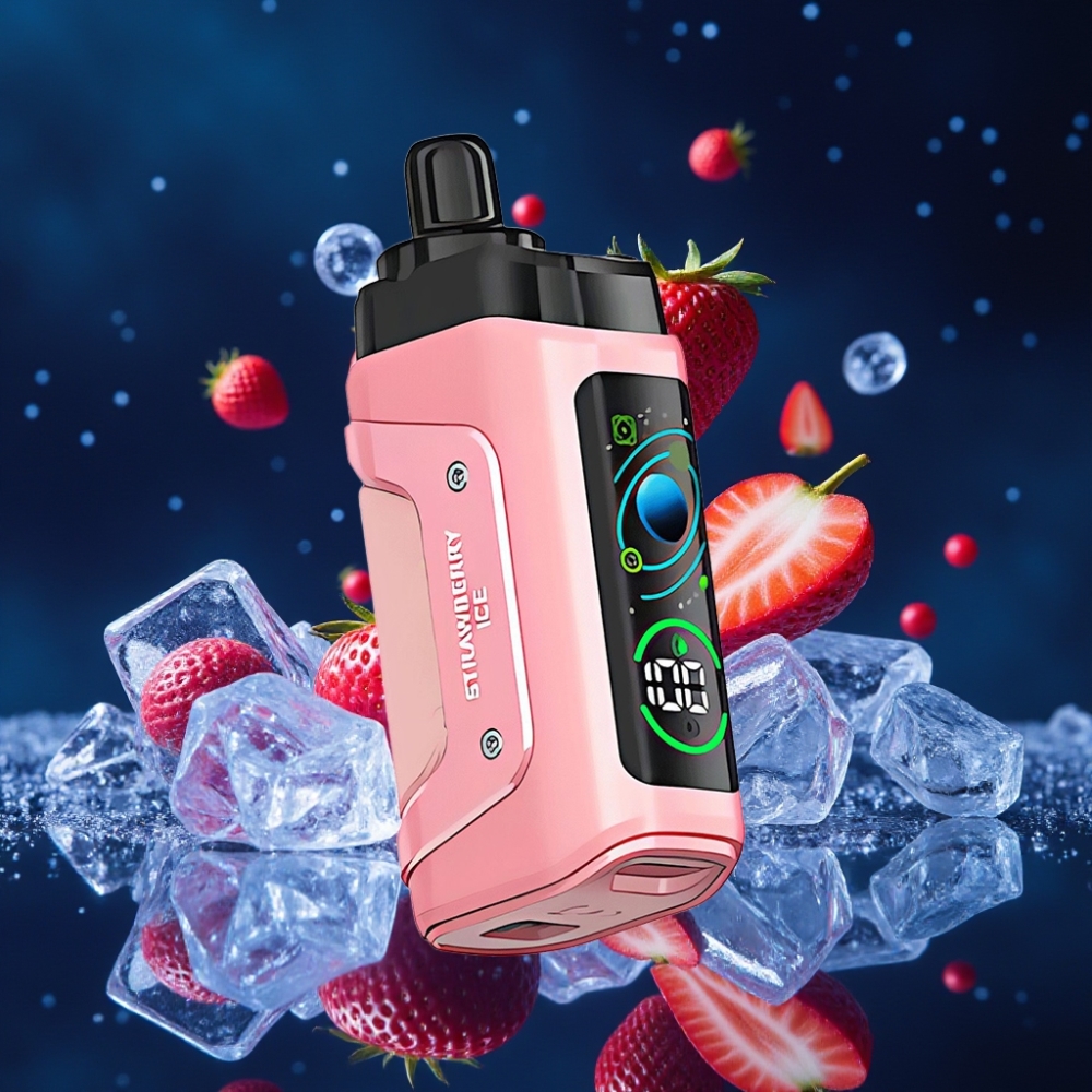 Razz Bar 45000 Sõnge Ühekordne Vape Maasikajää & 1.0 Ohm Mesh Coil, Reguleeritav õhuvool, Type-C Laadimine
