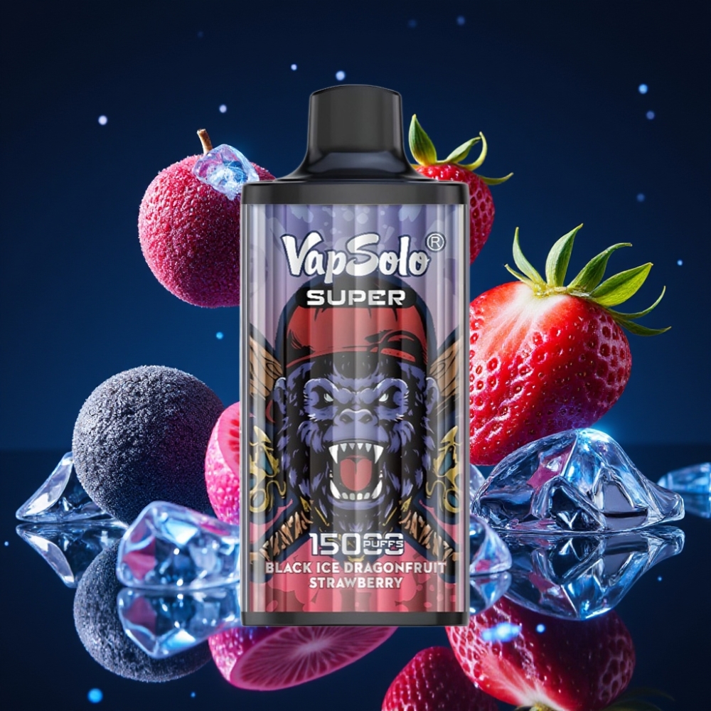 Vapsolo Super 15000 Puffs Must-Iiri-Draakonmari Disposabal Vape 40ml Nikotiinitugevus 20 mg/ml, 50 mg/ml 850mah Mesh Coil Type-C Laadimine