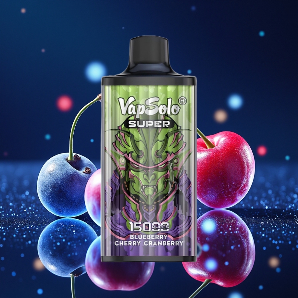 Vapsolo Super 15000 Puffs Ühekordne Vape Mustikas Kirss Jõhvika 40ml 850mAh Type-C