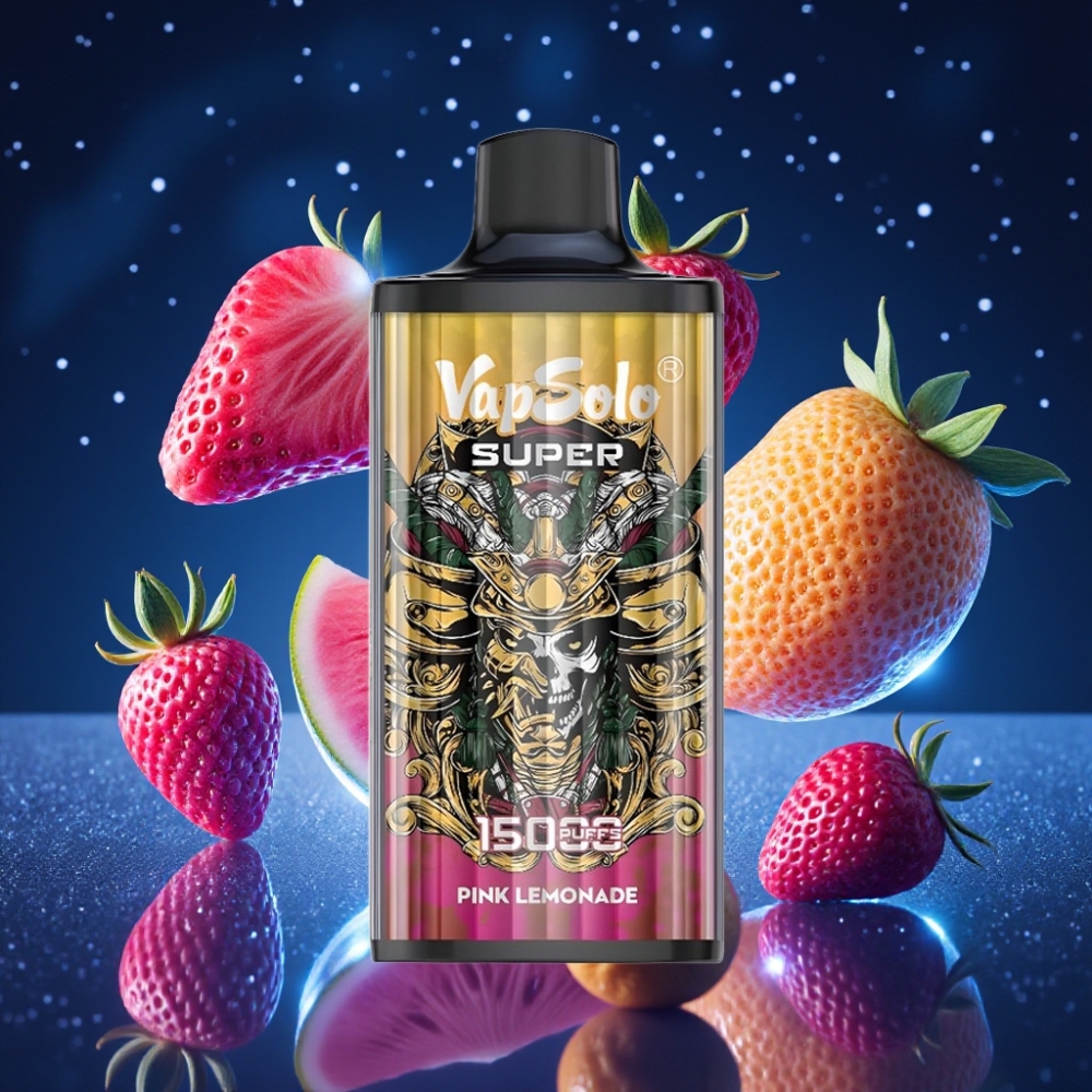 Vapsolo Super 15000 Puffs Ühekordne Vape Super Roosa Sidrunimahl 40ml 850mAh Mesh Coil Type-C