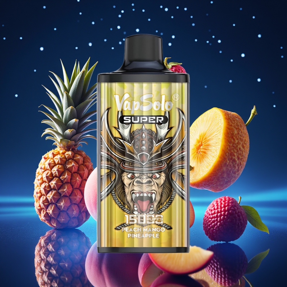 Vapsolo Super 15000 Puffs Ühekordne Vape Virsik-Mango-Ananass / 40ml / 850mAh / Type-C