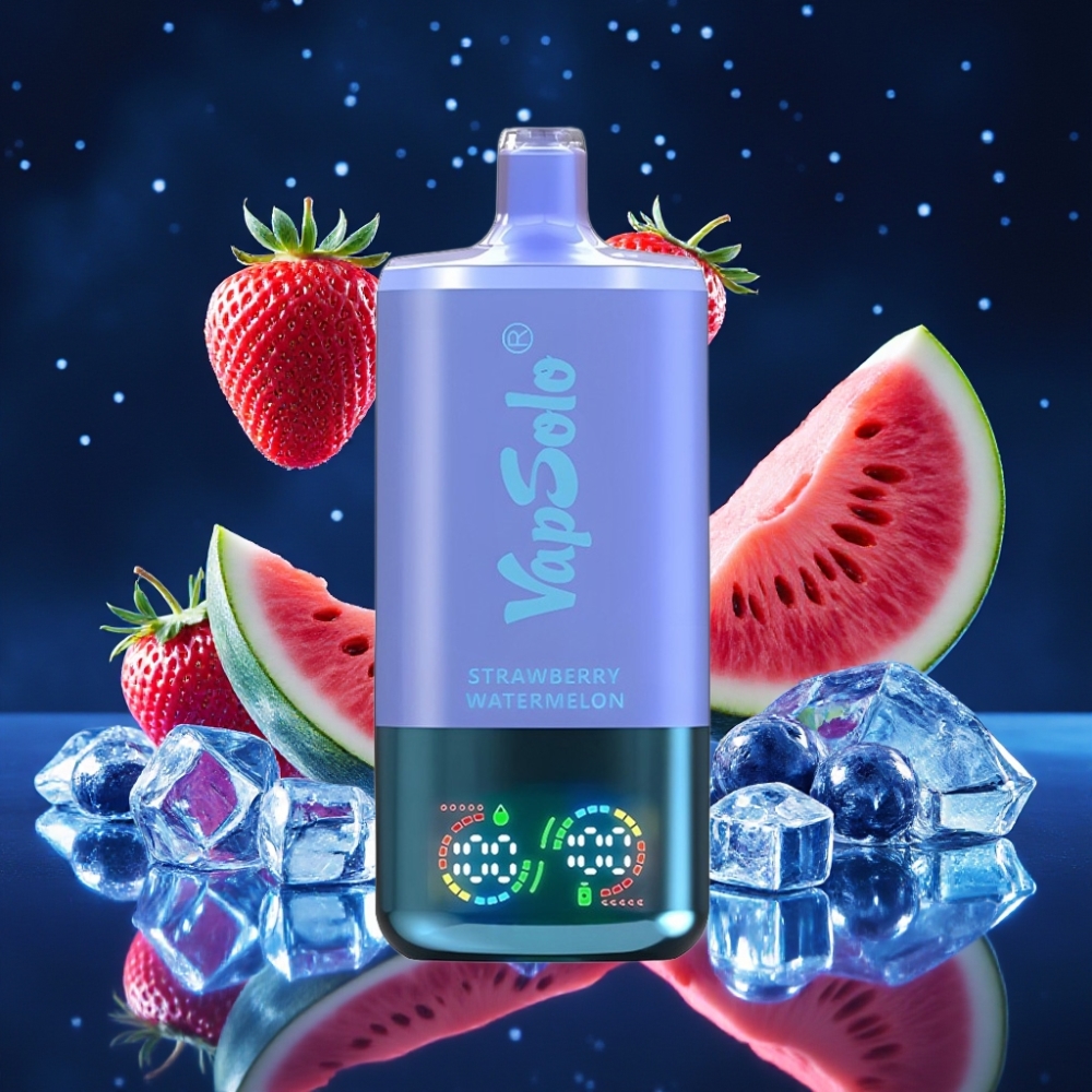 VapSolo Triple 30000 Puffs 40ml E-Maitsed: Maasikas-Arbuus & Mustika Jää, Nikotiinitugevus 20 mg/ml või 50 mg/ml, Type-C Laadimine, 3 Õlipaaki