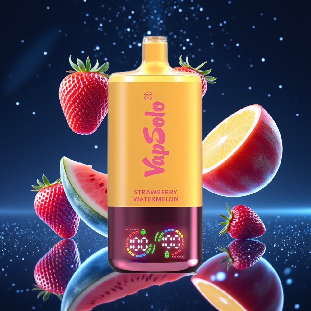 VapSolo Triple 30000 Puffs 40ml Maasikas-Arbuusi & Virsik-Piitsdisposabel Vape Type-C Laadimisega 20mg/ml,50mg/ml Nikotiinitugevus