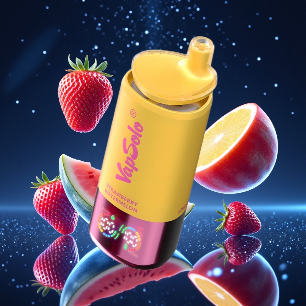 VapSolo Triple 30000 Puffs 40ml Maasikas-Arbuusi & Virsik-Piitsdisposabel Vape Type-C Laadimisega 20mg/ml,50mg/ml Nikotiinitugevus