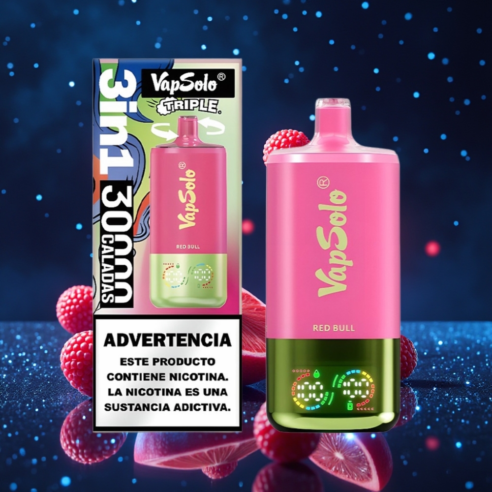 VapSolo Triple 30000 Puffs Ühekordne Vape Punane Sõnn 40ml 20mg/ml/50mg/ml Type-C