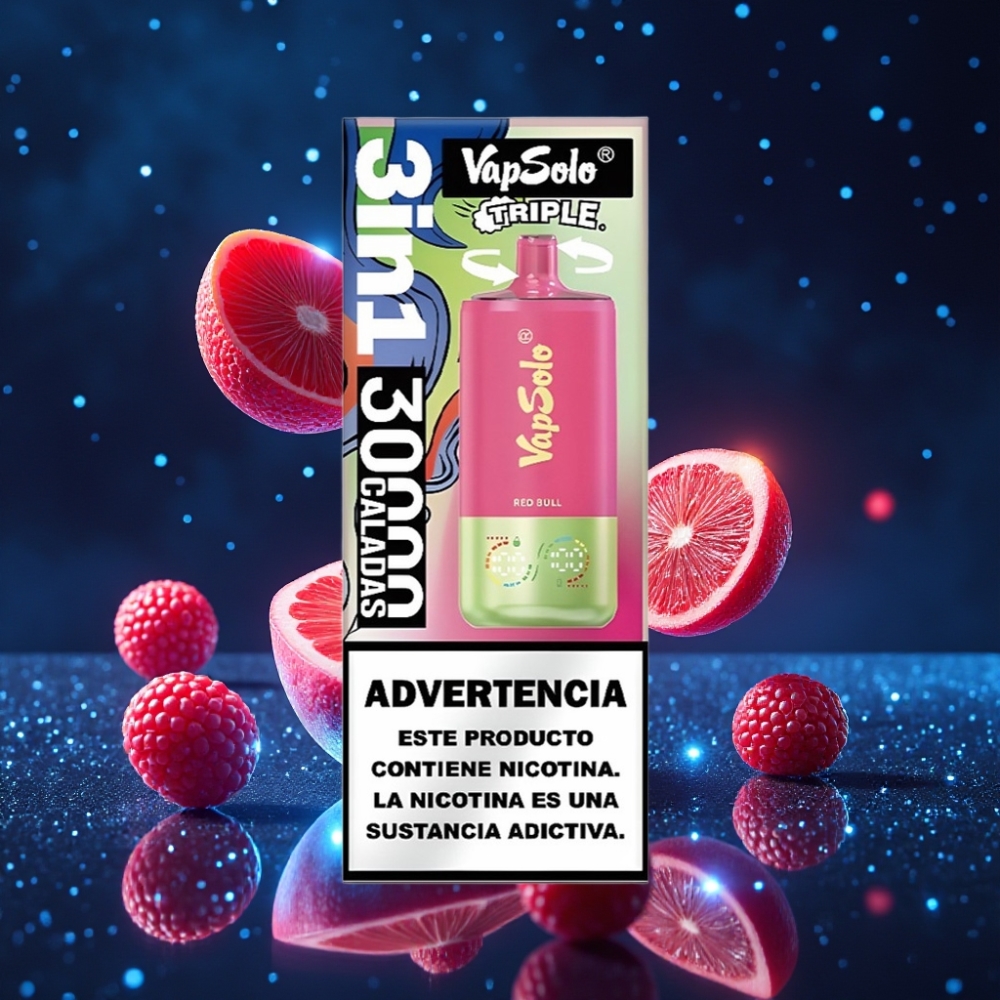 VapSolo Triple 30000 Puffs Ühekordne Vape Punane Sõnn 40ml 20mg/ml/50mg/ml Type-C