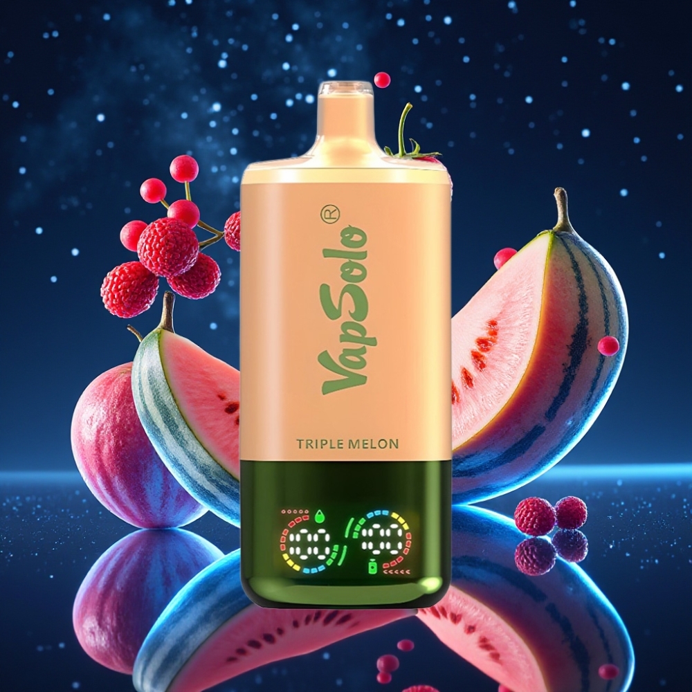 Vapsolo Triple 30000 Puffs Kolmikmeloni Kasutatav Vape 40ml E-vedelik 20mg/ml/50mg/ml Type-C Laadimine