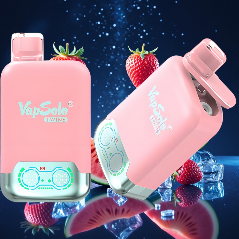Vapsolo Twins 20000 Puffs Disposabelne Vape Maasikajää & Mango-Peskmelon 40 ml Nikotiinitugevus 20mg/ml, 50mg/ml Type-C Laadimine