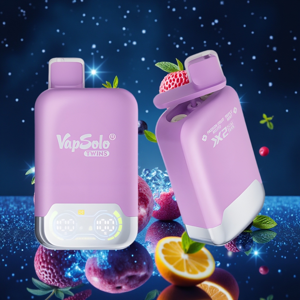 Vapsolo Twins 20000 Puffs Ühekordne Vape 40 ml Passioonivilja Mojito & Kolmikmünt, Type-C Laadimine, 20mg/ml või 50mg/ml Nikotiini