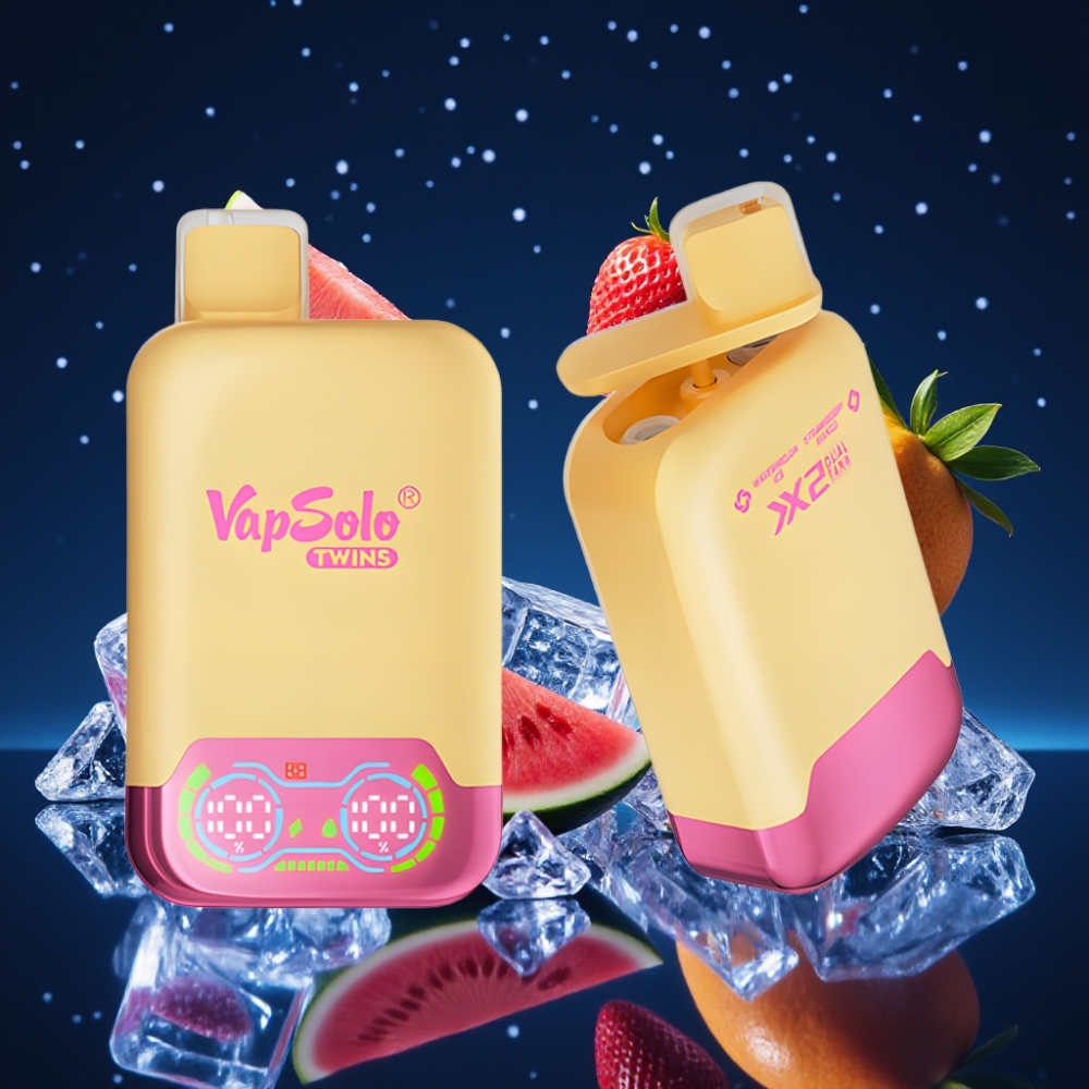 Vapsolo Twins 20000 Puffs Ühekordne Vape 40 ml Vesimelonijää & Maasika-Mango