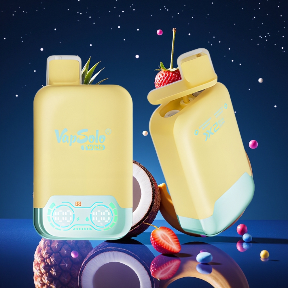 Vapsolo Twins 20000 Puffs Ühekordne Vape Ananass-Kookos & Maasikas-Banaan 40ml 20mg/ml/50mg/ml Type-C