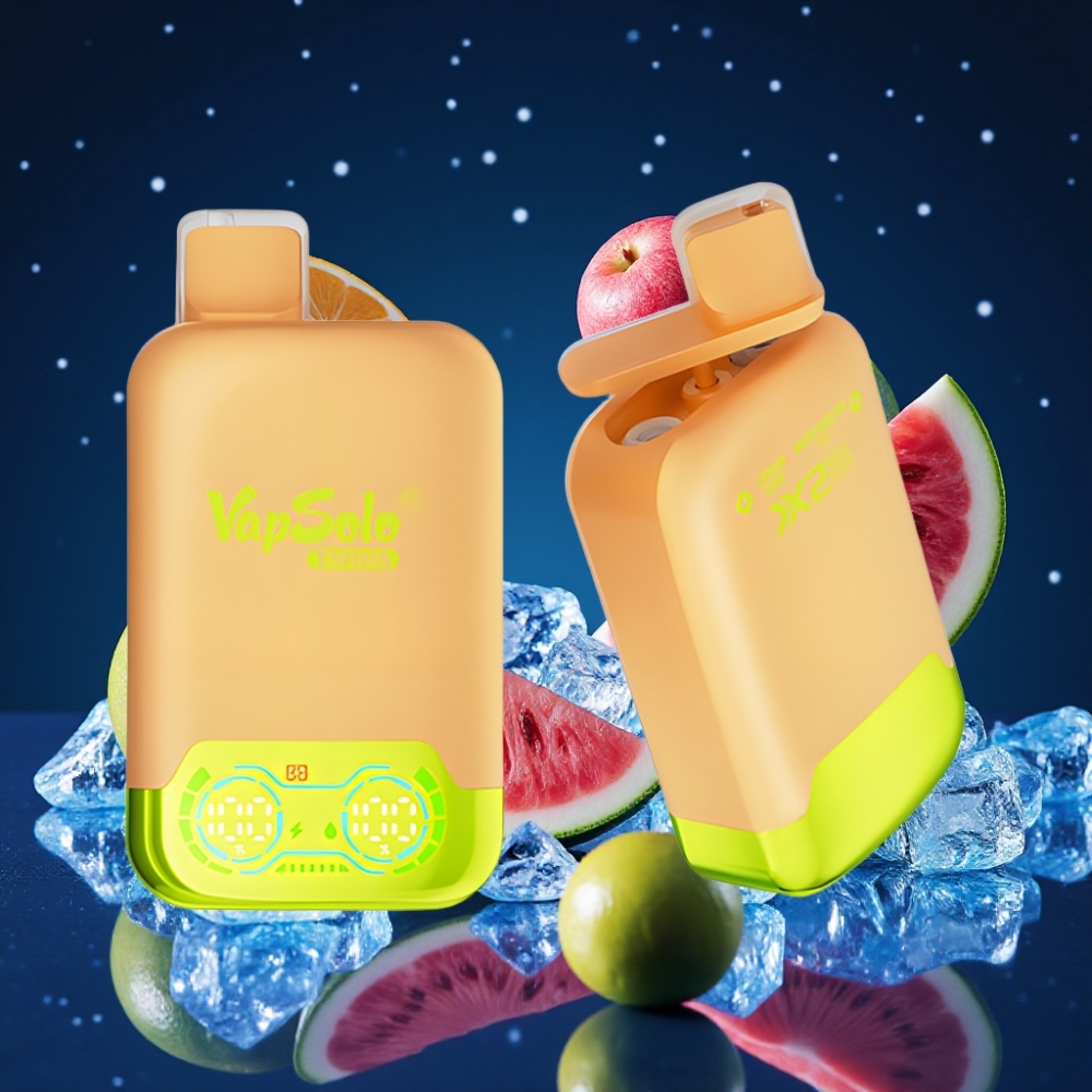 Vapsolo Twins 20000 Tuksu Ühekordne Vape Sidruni-Laimi & Arbuusijää, 40 ml E-vedelik, 20mg/ml või 50mg/ml Nikotiinitugevus, Type-C Laadimisport