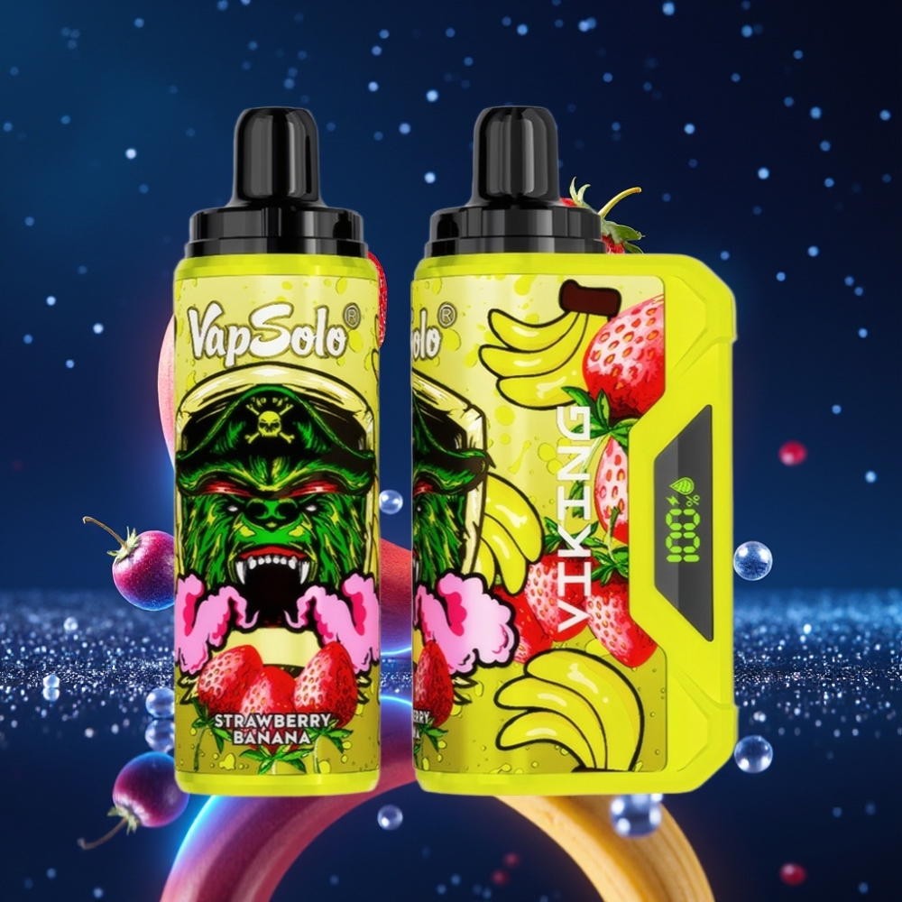 VapSolo VIKING 12000 Puffs 22ml Maasika-Banaan Ühekordne Vape with LED Display & Type-C