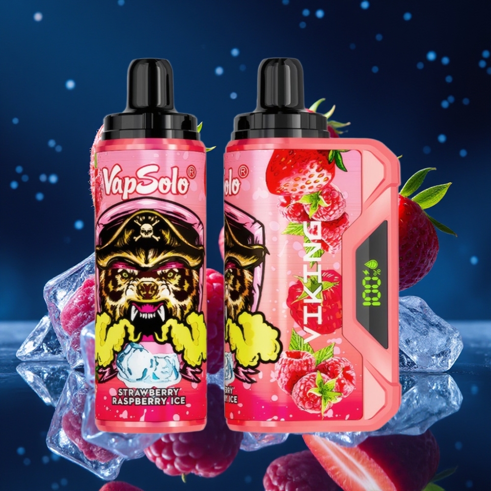 VapSolo VIKING 12000 Puffs 22ml Maasika-Vaarikajää Ühekordne Vape with LED Display & Type-C Charging