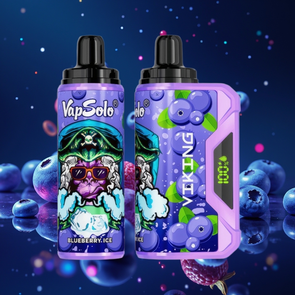 VapSolo VIKING 12000 Puffs 22ml Mustikas Ühekordne Vape – Type-C Laadimine, LED Ekraan