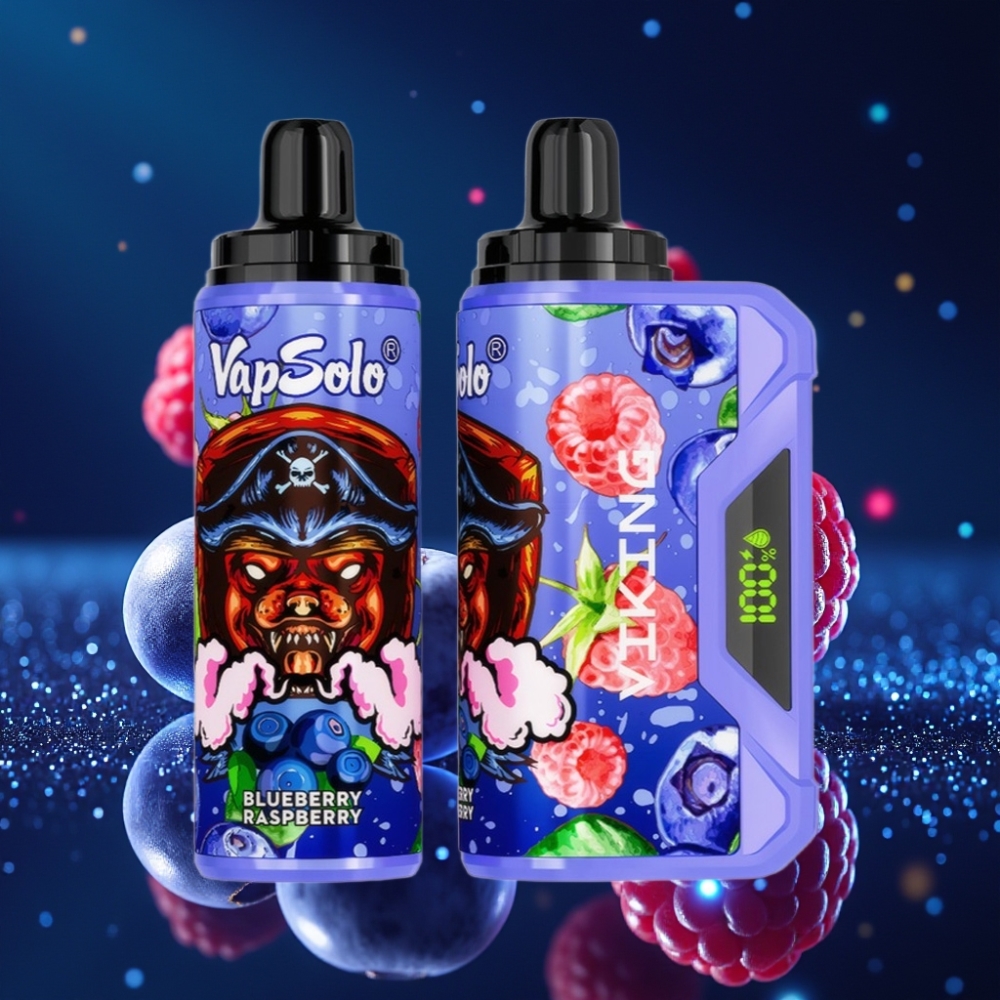 VapSolo VIKING 12000 Puffs 22ml Sinise Vaarika Aromaatiga Lahtivõetav Vape Tüüp-C Laadimisega