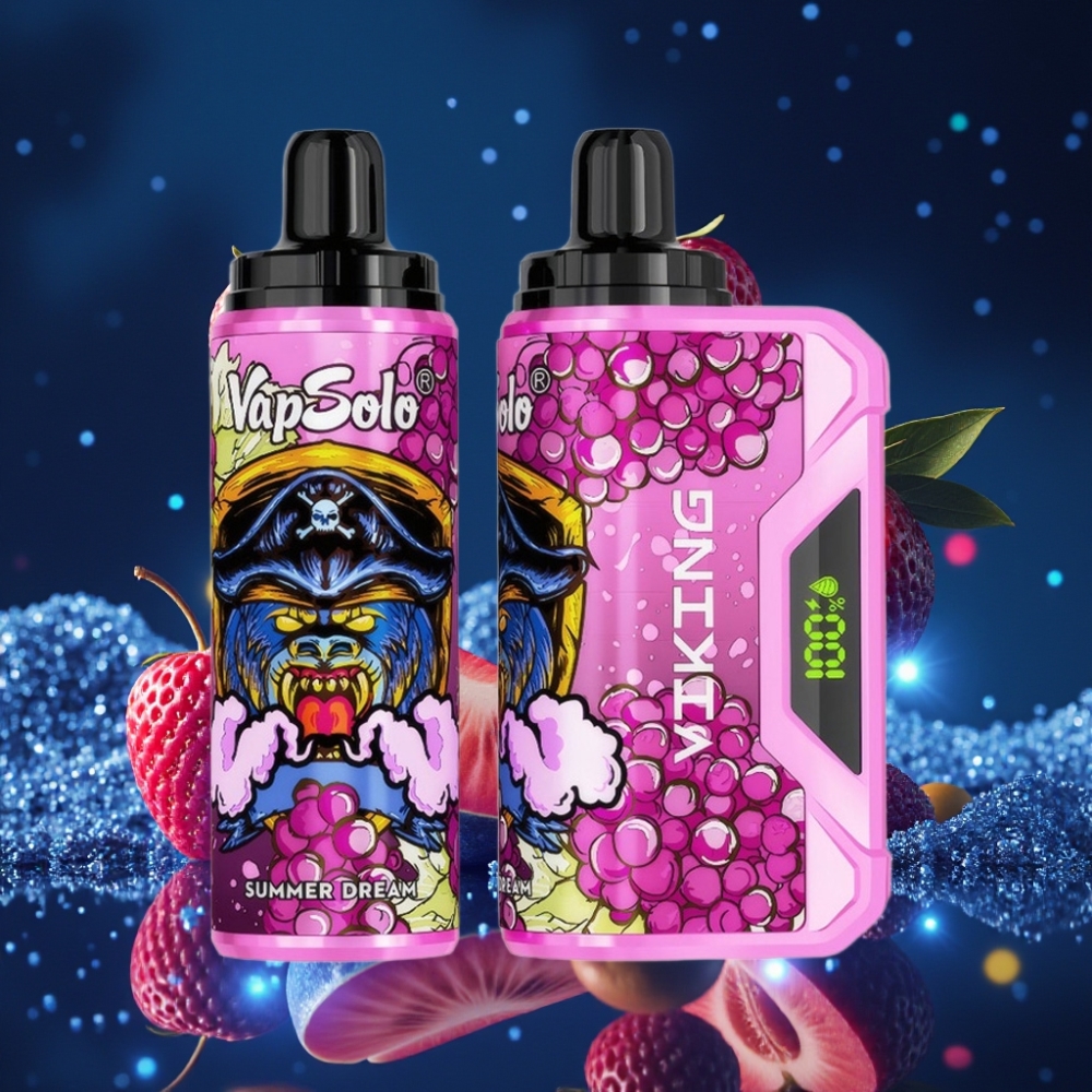 VapSolo VIKING 12000 Puffs Ühekordne Vape Suvine Unistus, 22ml, 20/50 mg/ml, Type-C, LED-ekraan