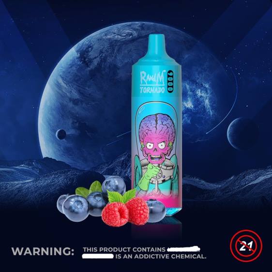 RandM Tornado 9000 vape pod seade 1tk versioon 1 2X4T126 e cigarette RandM mustikas vaarikas