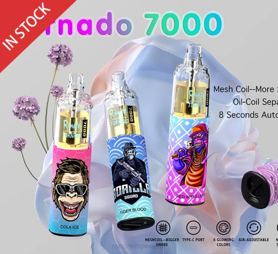 RandM Tornado 7000 õhuvoolu reguleeriv vape seade 1tk 2X4T170 tornado vape flavours mango jääl